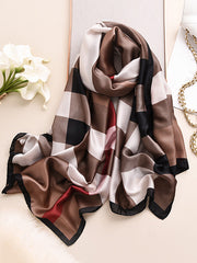 Chic Plaid Silk Imitation Shawl&Scarf