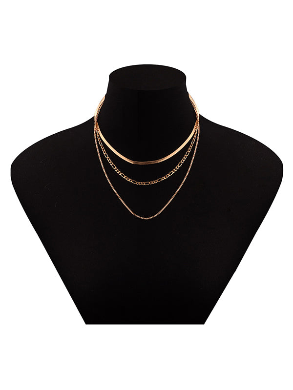 Hollow Solid Color Layered Necklaces