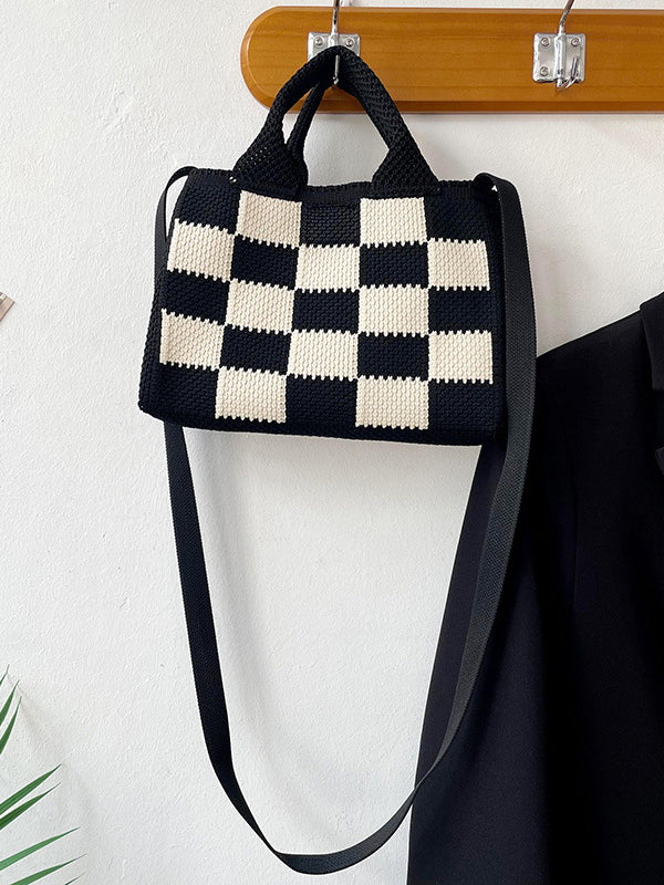 Checkerboard Crossbody Bags Woven Handbag