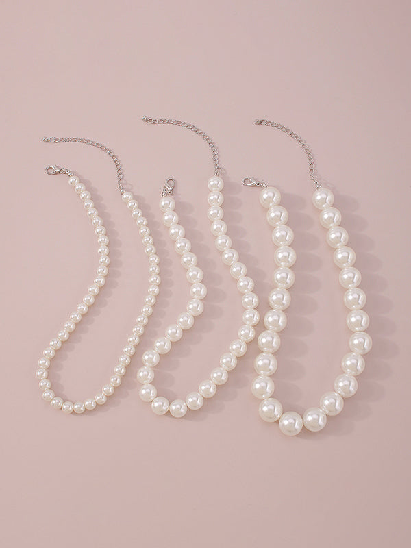 Imitation Pearl Three Pieces Necklaces Accessories Dainty Necklace