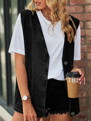 Loose Sleeveless Split-Joint V-Neck Vest Top