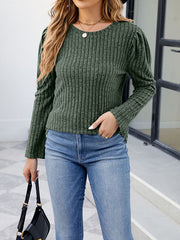 Long Sleeves Solid Color Round-Neck T-Shirts