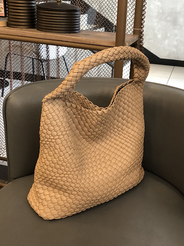 Solid Color Woven Bags Handbags