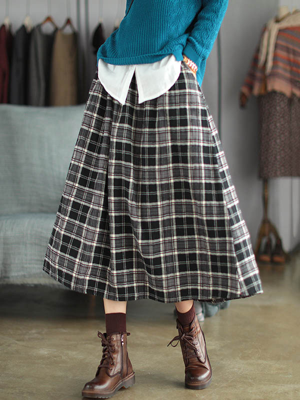 Artistic Retro Plaid A-Line Skirt